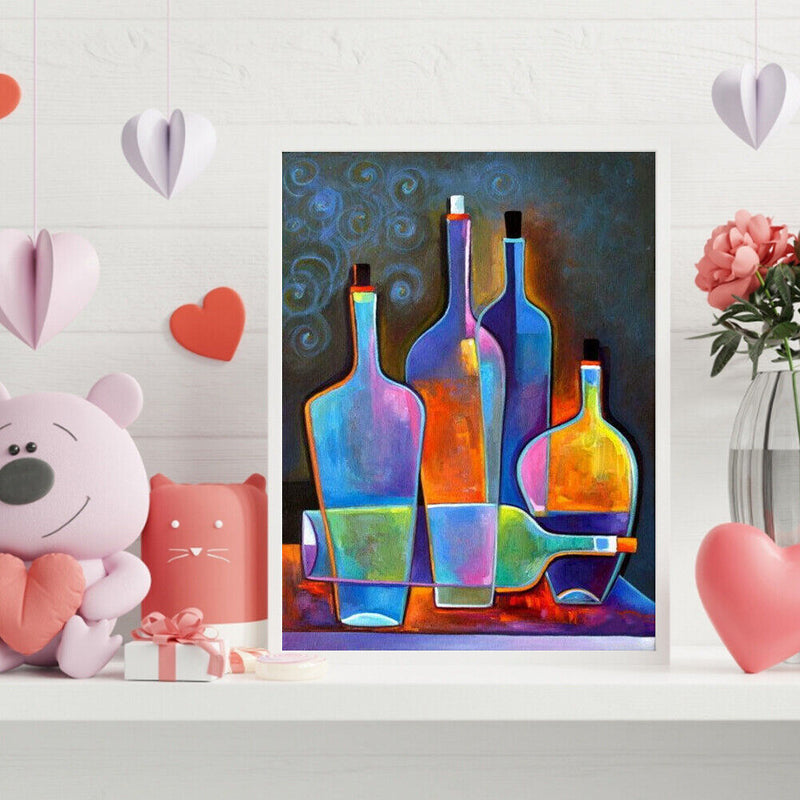 Oil Paint By Numbers Bottle Frameless Picture Craft Kit for Room Decoration