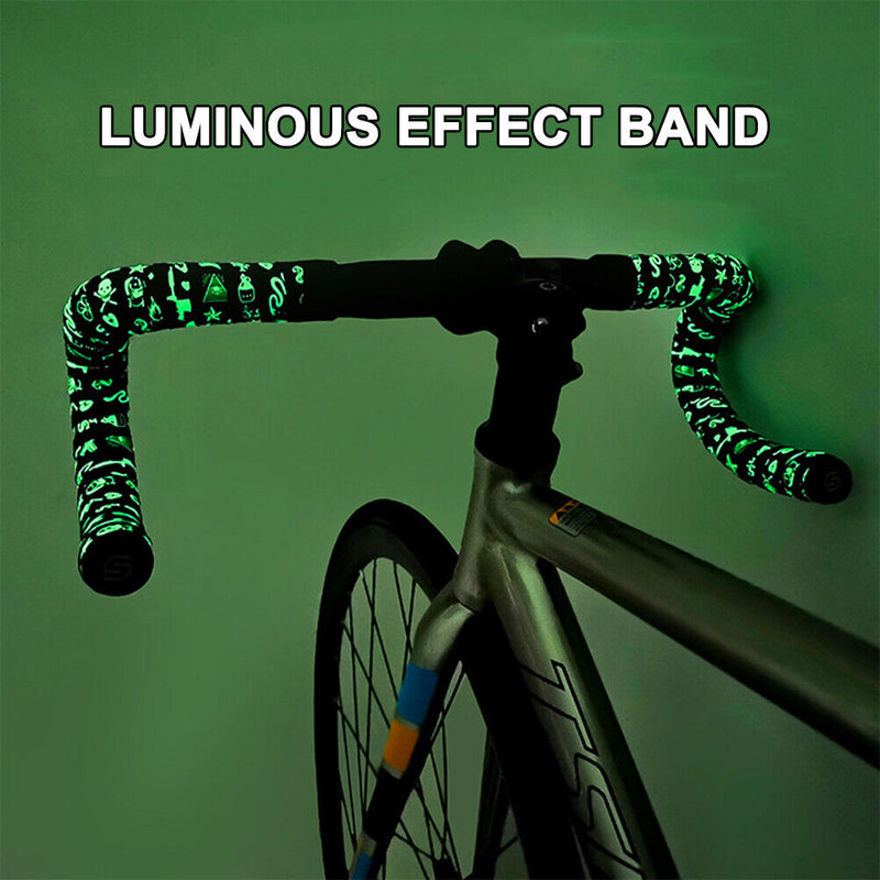 1 Pair Road Bike Shockproofing Handlebar Straps, Fluorescence Glow-in-The-Dark
