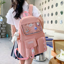 4pcs/Set Women School Backpacks Teenagers Girls Student Book Bag Satchel Mochila