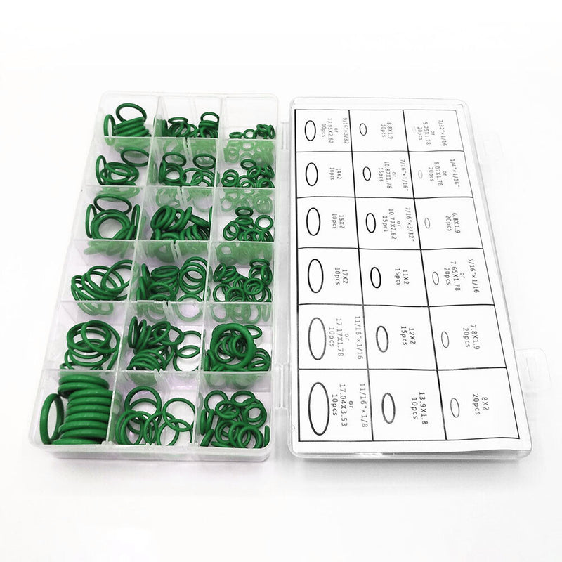 270pcs 18 Sizes HNBR O Rings Rubber Air Conditioning Seal Ring Set (Green) Newly