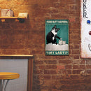 Table Cat Retro Metal Plate Tin Sign Plaque Poster for Bar Club Cafe Home
