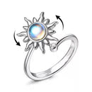 Anti Stress Rings Adjustable Opening Rotatable Jewelry Sun Flower (White) Newly
