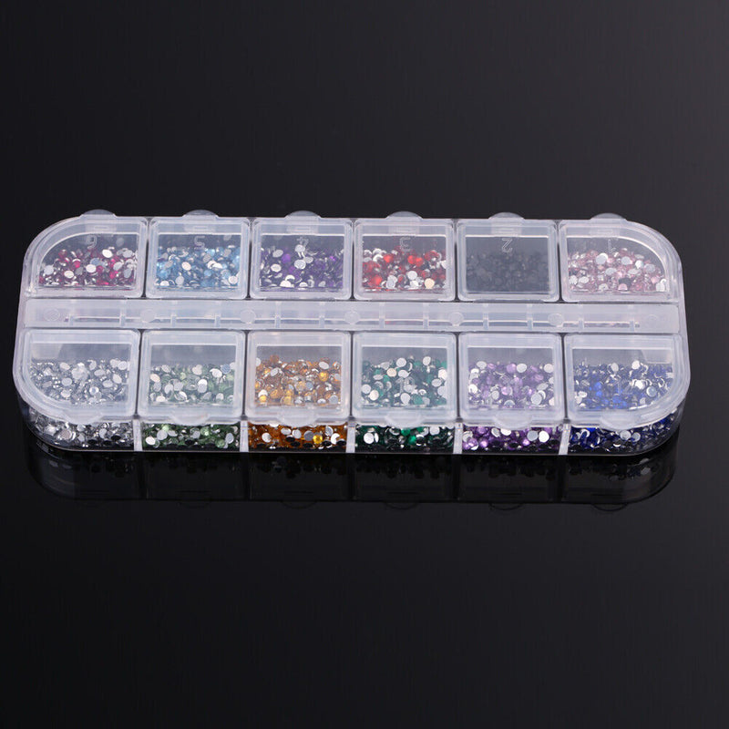 3600pcs Nail Art Rhinestones Decoration 1.5mm Round Glitters With Hard Case