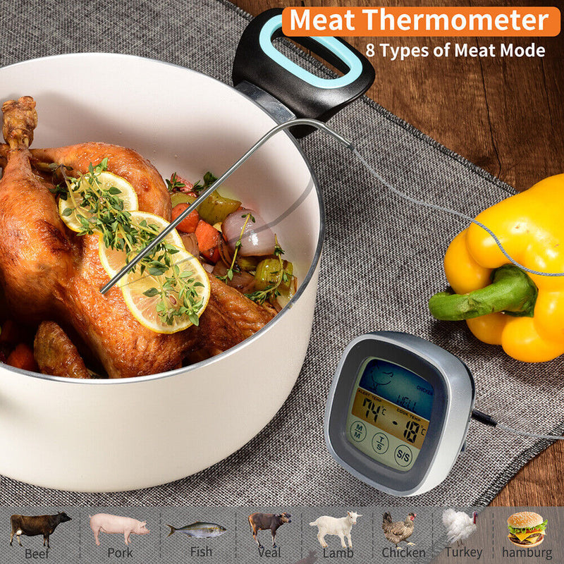 Digital Kitchen Thermometer Meat Food Temperature Measurement Tool (Grey)