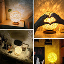 15cm LED Rattan Ball Wood Night Light Wooden Table Lamp Home Bedroom Decor Gift