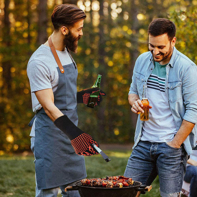 Oven Gloves, Heat Resistant Non-Slip Kitchen Safe Cooking BBQ Gloves (Red)