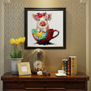 Coffee Cup Pig DIY Diamond Painting Kits Full Round Drill Wall Decor Art Cr