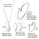Wedding Necklace Women Ring Tear Drop Bracelet Earrings Open Bangle Jewelry Set