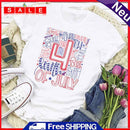 Independence Day Print Four Letter T-Shirt (White M)