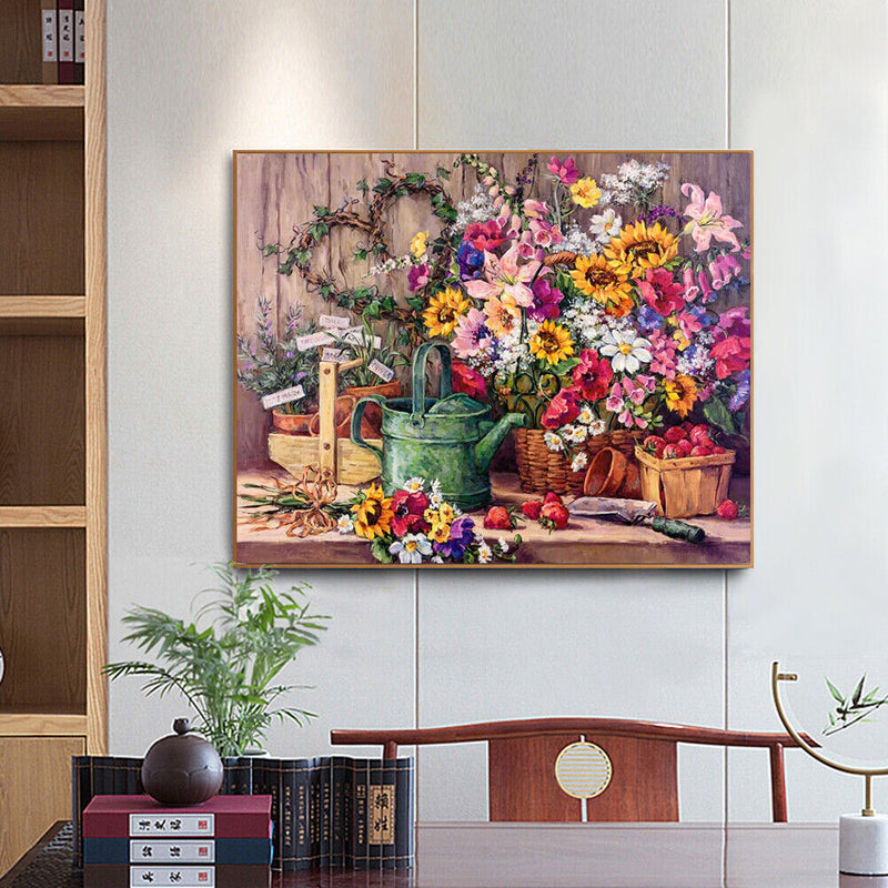 Table Flower Oil Paint By Numbers Kit DIY Drawing Picture for Adults Home Dec