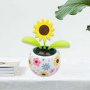 Solar Car Ornament Swing Flip Flap Pot Sunflower Auto Interior Decorations