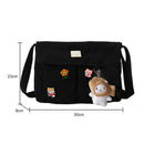 Women Crossbody Bags Canvas Handbags Pendant Badges Messenger Pouch for Shopping
