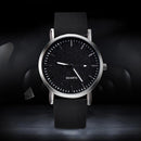 Simple Stylish Women Watch Leather Strap Drill Quartz Wristwatch (Black)