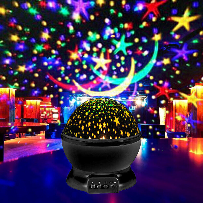 LED Rotating Night Lights Starry Sky Projection Lamp for Bedroom (Black)
