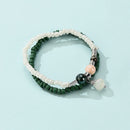 Ladies Bohemian Layered Hand Chain Multi Layers Beaded Pony Pendant Bracelet