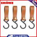 Outdoor PU Leather Hook Camping Tripod Clothes Keychain Hanger Hook (4pcs)