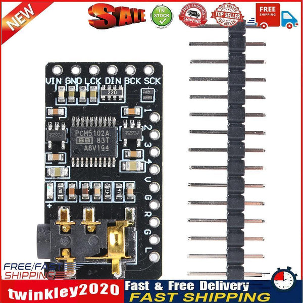 PCM5102 DAC Decoder 3.5mm Stereo Jack I2S Player Module for Raspberry Pi Newly
