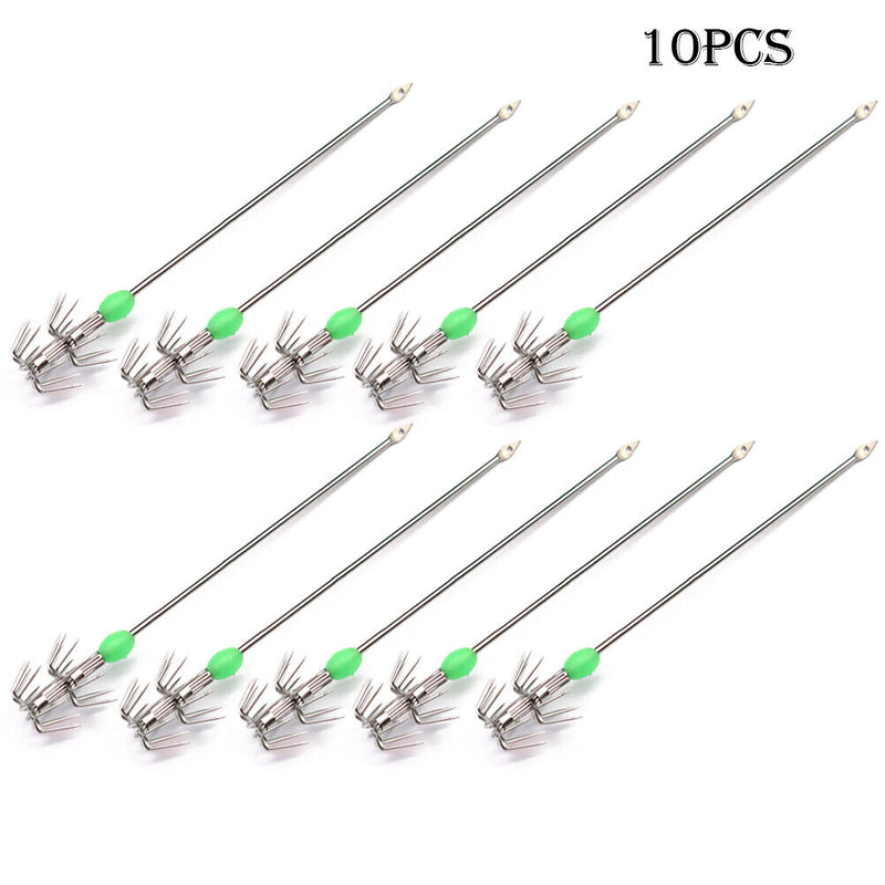 10pcs Double-Layer Umbrella Squid Hooks Glow in Dark Octopus Hook (4 Size) Newly