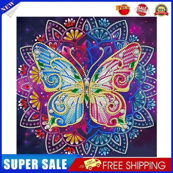 #A 5D Diamond Painting Kit Blue Flower Butterfly Partial Special Shape Drill D