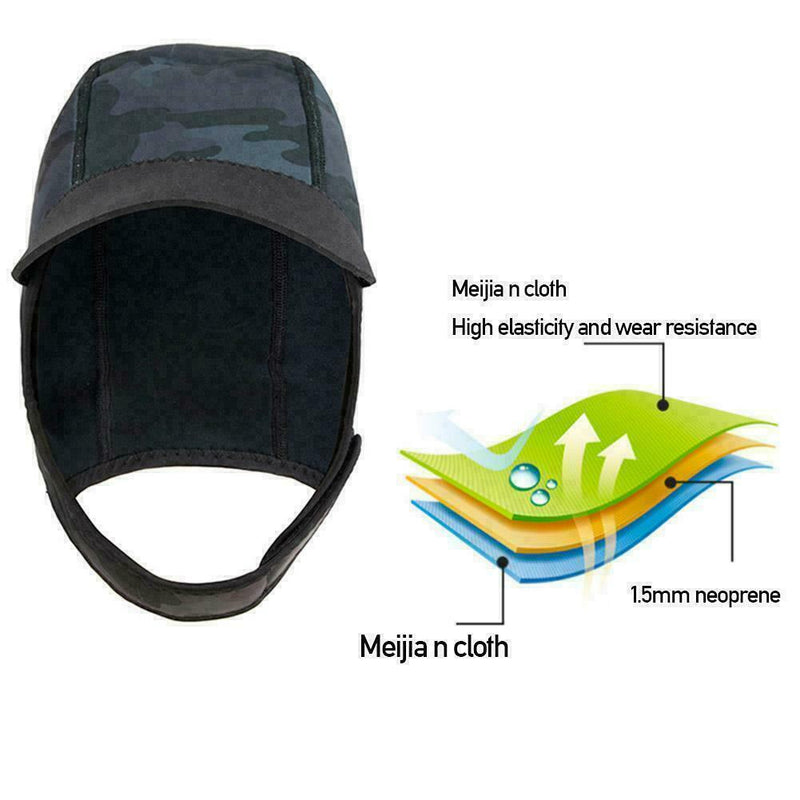 2mm Neoprene Camouflage Diving Headgear Snorkeling Cover Hat Hood Head D4V3