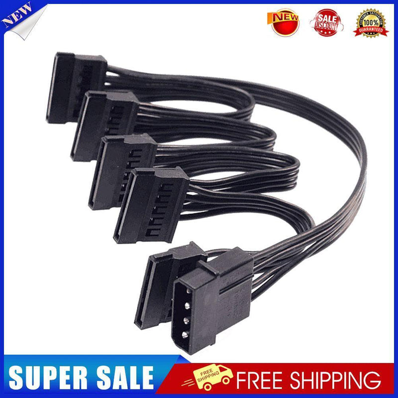 Molex 4 Pin 1 to 5 SATA 15 Pin Hard Drive Power Supply Splitter Cable 78cm