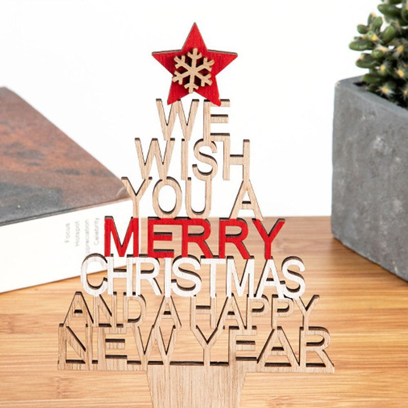 Desk Wood Craft Xmas Desktop Decorations Christmas Table Decor Wooden Ornaments