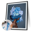 DIY Paint By Number Kit Frameless Girl with Flowers Handpainted Canvas Art Decor
