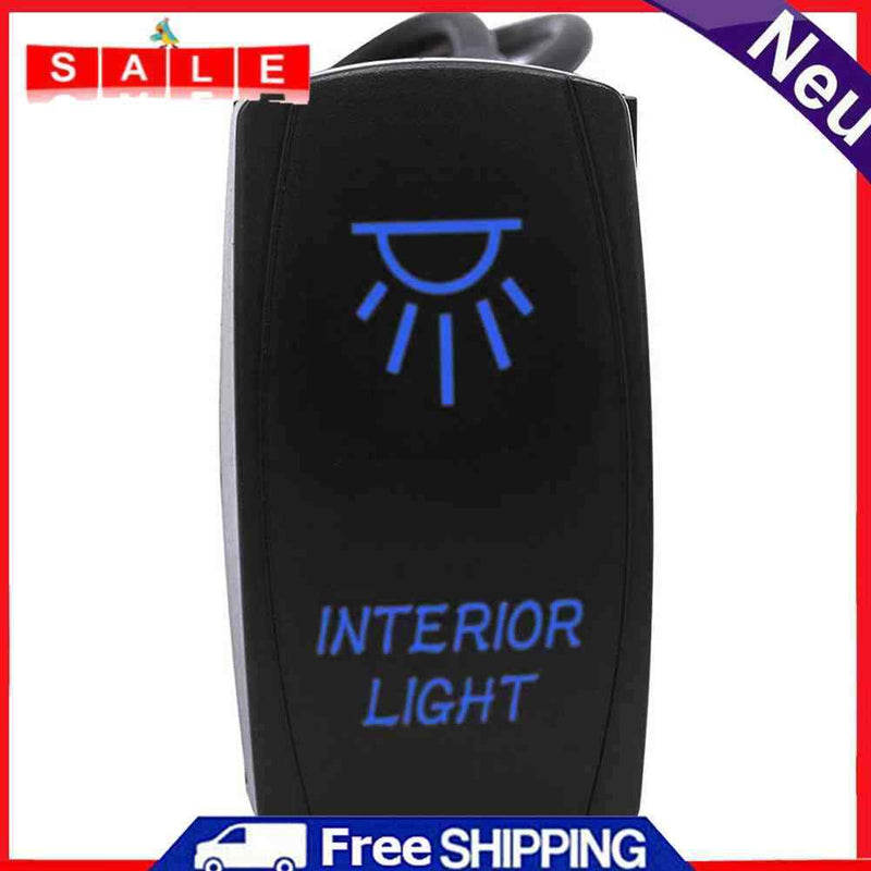 Blue LED Illuminated Rocker Switch with Wires 5-Pin 12V 20A Car INTERIOR LIGHT