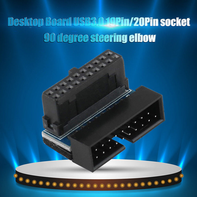 USB 3.0 20 Pin Male to Female Extension Adapter 90 Degree Angled for Motherboard