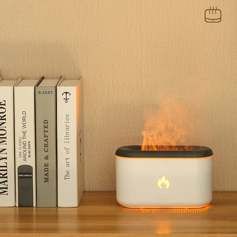 Essential Oil Diffuser Flame Humidifier Home Office Aromatherapy (White)