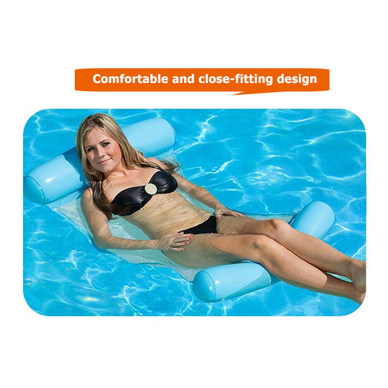 Water Hammock Inflatable Floating Swimming Pool Lounge Chair (Light Blue) Newly