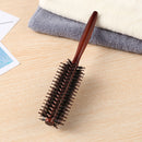 Wooden Handle Curling Hair Comb Boar Bristle Round Hairbrush Hairdressing T