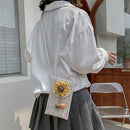 Ladies Knitted Sunflower Messenger Shoulder Bag Mini Mobile Phone Purses