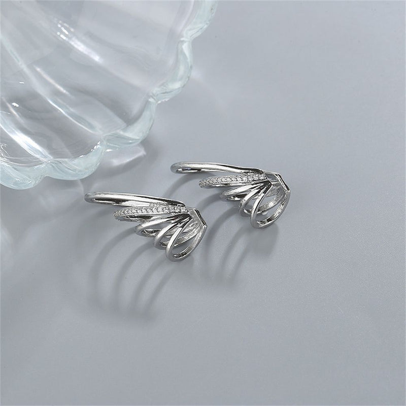 Zircon Sparkling Wedding Angel Wings Without Piercing Ear Cuff Ear Clip