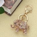Popular Inlaid Color Cast Elephant Keychain Ladies Bag Pendant(Champagne)