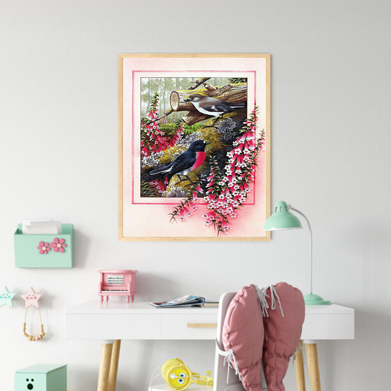 Flower Bird Oil Paint By Numbers Kit DIY Drawing Picture for Adults Home Decor