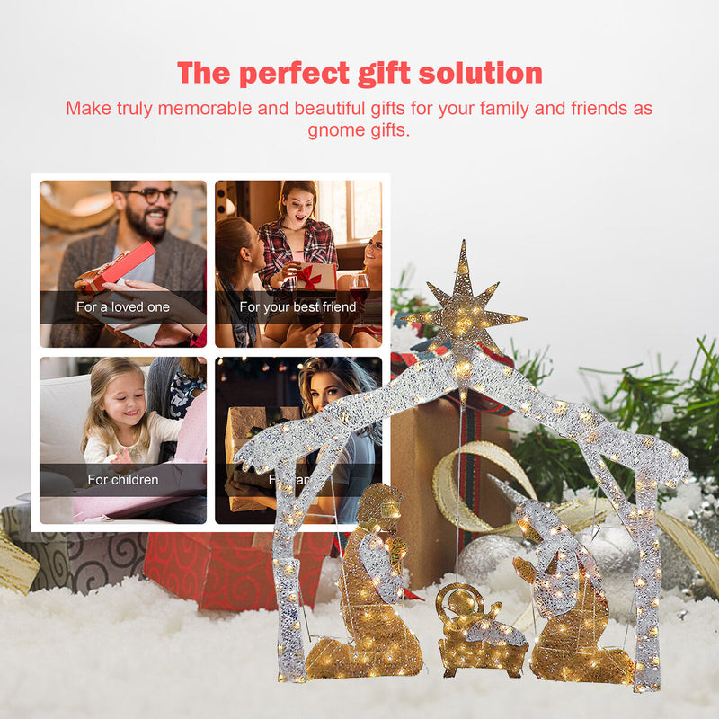 Nativity Scene Xmas LED Nativity Family Scene Silhouette Stake Warm White