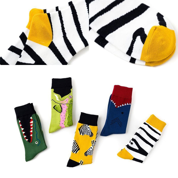 Warm Crocodile Shark Zebra Stripe Men Women Winter Cotton Socks