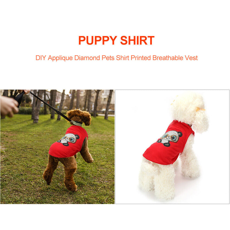 Breathable Clothing for Small Pets DIY Applique Diamond Printed Vest Clothes
