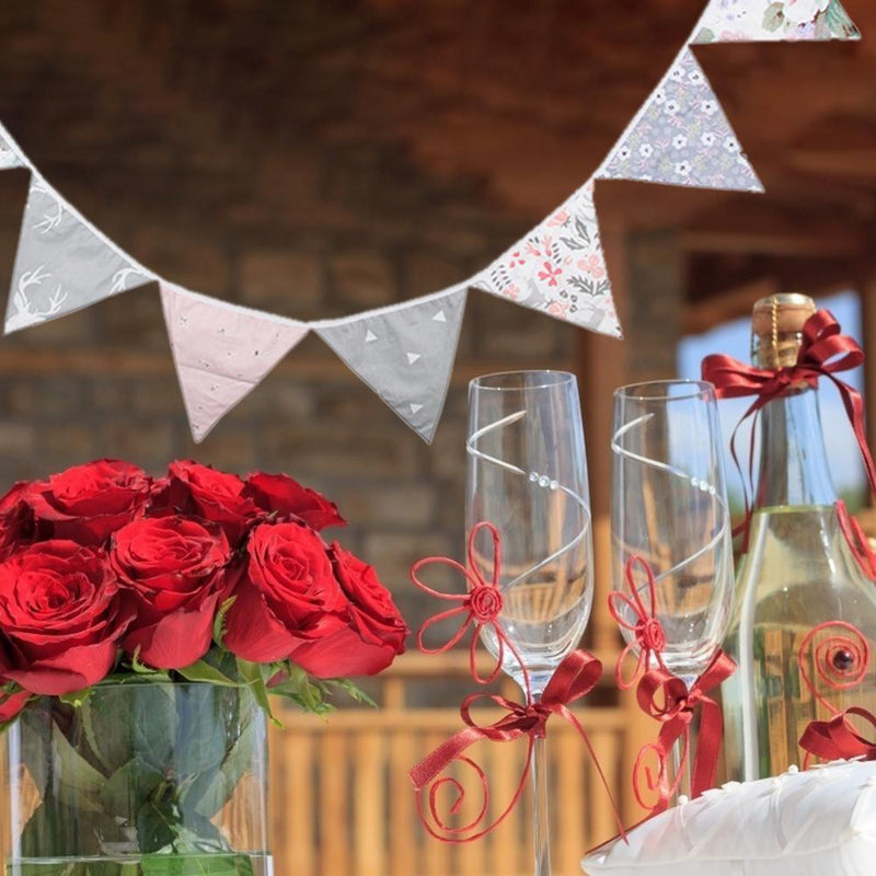 12 Flags Bunting Banners Triangular Flags Pennant Wedding Party Home Decora