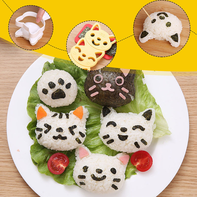 Sushi Mold Rice Ball Mold - Cartoon Cat Pattern Nori Sushi Bento Accessory