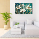 Hand Painted Oil Paint by Numbers DIY White Flower Drawing Wall Decoration Gift
