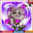 DIY Rose Cat Full Drill Round Diamond Painting Mosaic Picture for Bead Art