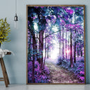 11CT Printed Full Cross Stitch Handcraft Purple Forest Artwork Wall Decor