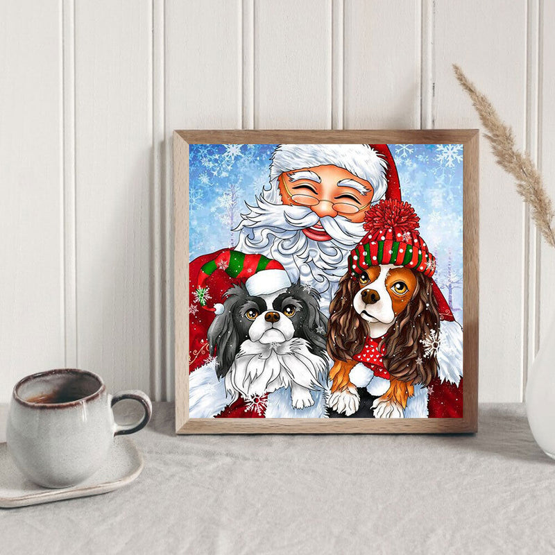 #A 5D DIY Diamond Painting Santa Claus Puppy Kits Full Round Drill Wall Decor Ar