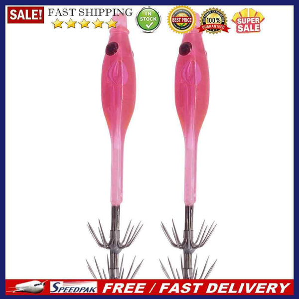 2x Wood Shrimp Fishing Squid Jigs Lure Cuttlefish Explosion Hook Fishing Tackle