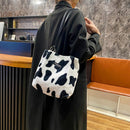 Female Plush Shoulder Bag Animal Pattern Shoulder Handbag Student School Satchel