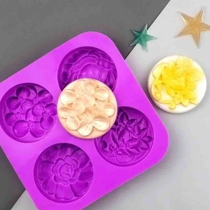 DIY Craft Handmade Cake Mould Silicone Soap Mold Flower Shaped Soaps Supplies