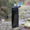 Large Capacity Water Kettle 650ml Outdoor Gym Filter Shaker Bottle (Black) Newly