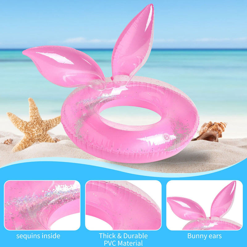 Cute Rabbit Ears Modeling Swimming Ring Thickening Pool Floats Ring for Kids
